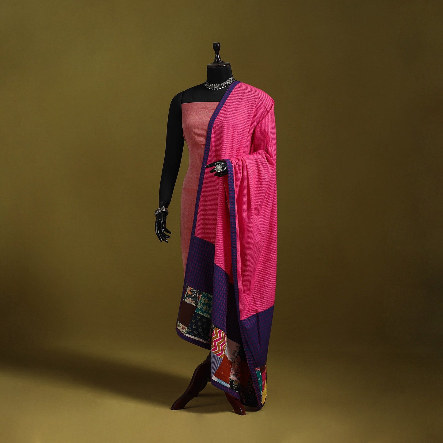 Running stitch with patchwork cotton dupatta 02