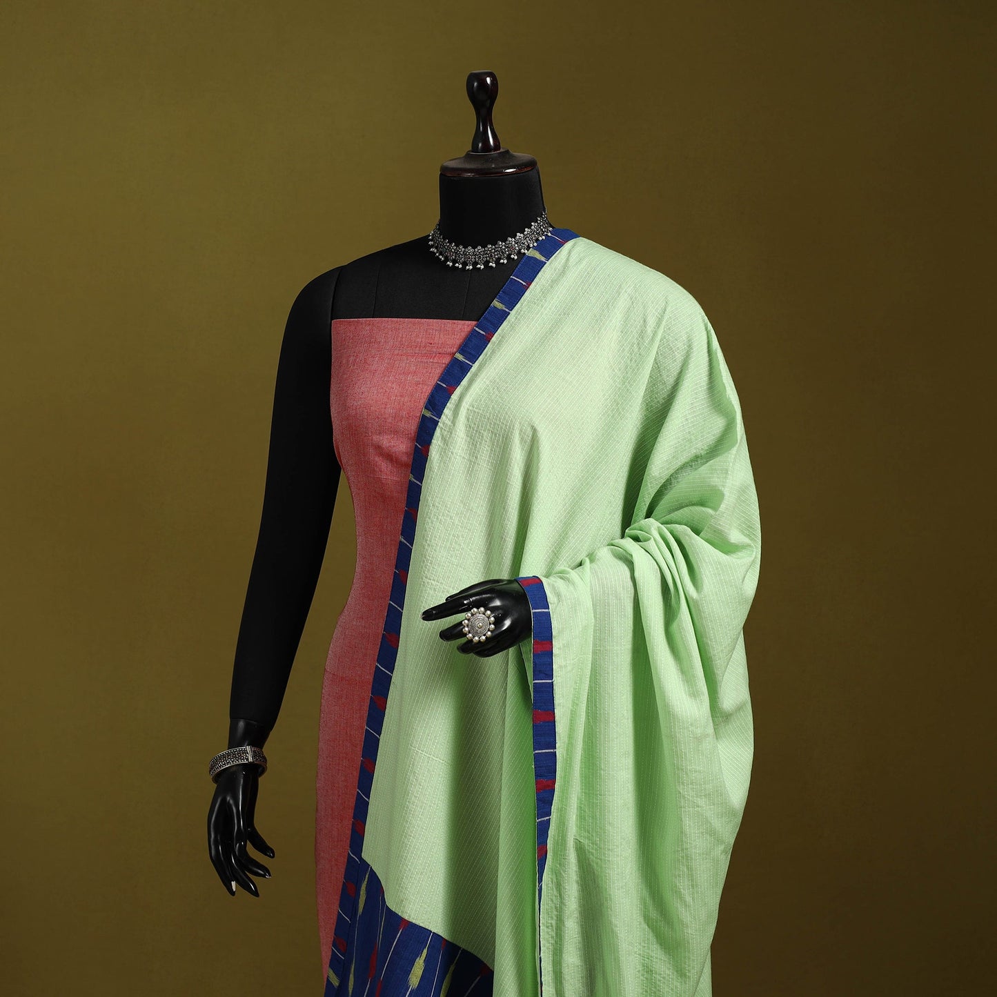 Running stitch with patchwork cotton dupatta 04