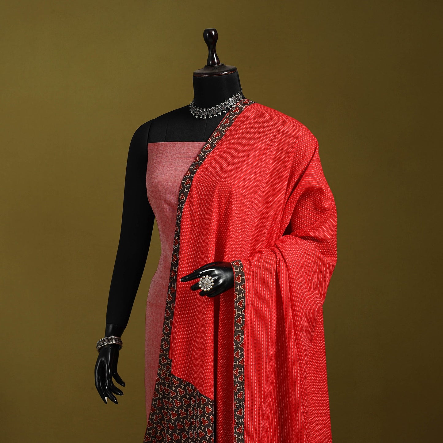 Running stitch with patchwork cotton dupatta 08