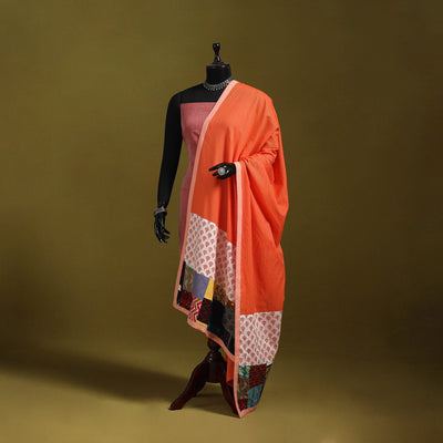 Running stitch with patchwork cotton dupatta 10