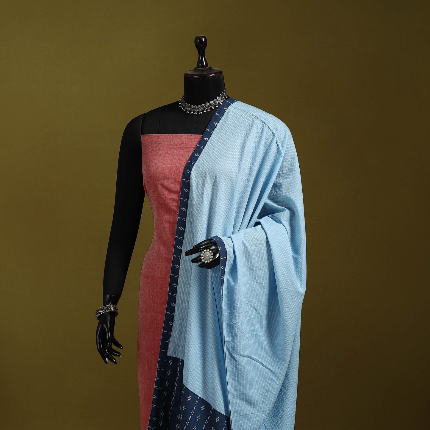 Running stitch with patchwork cotton dupatta 11