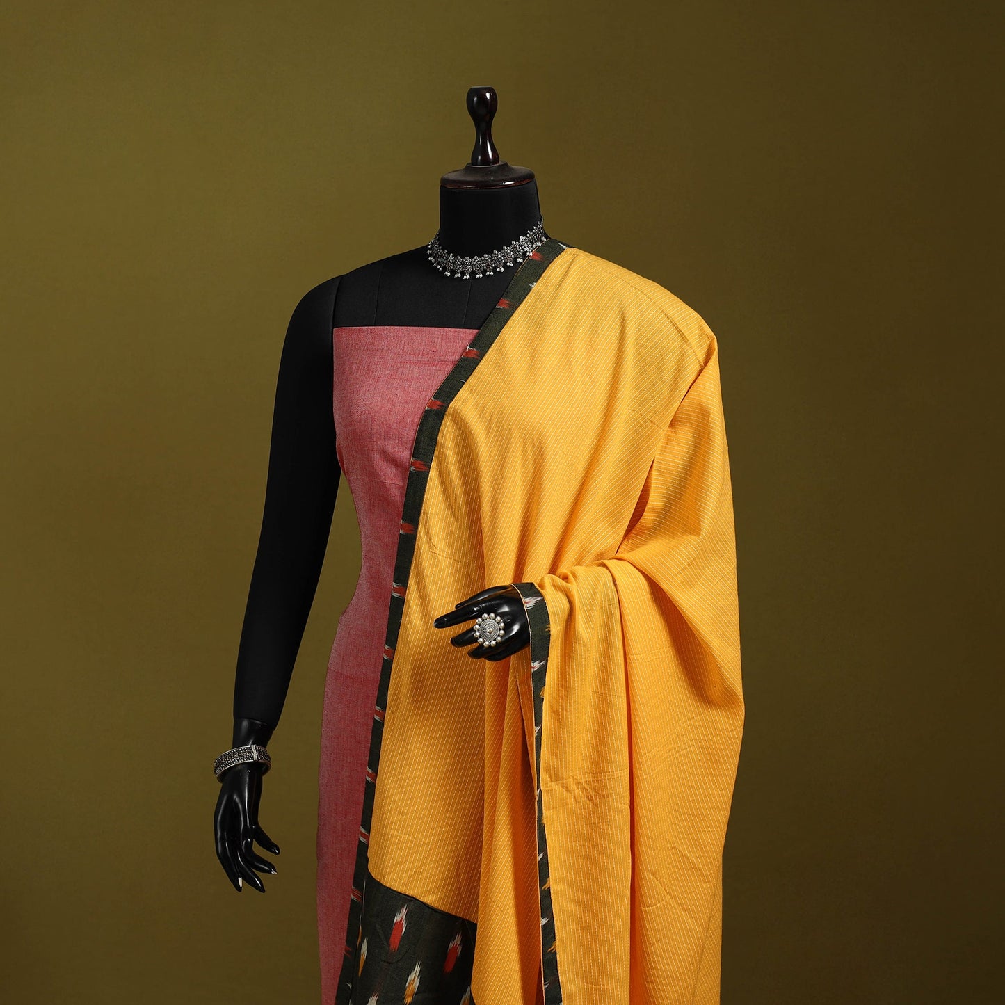 Running stitch with patchwork cotton dupatta 12