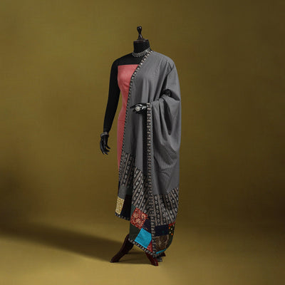 Running stitch with patchwork cotton dupatta 13