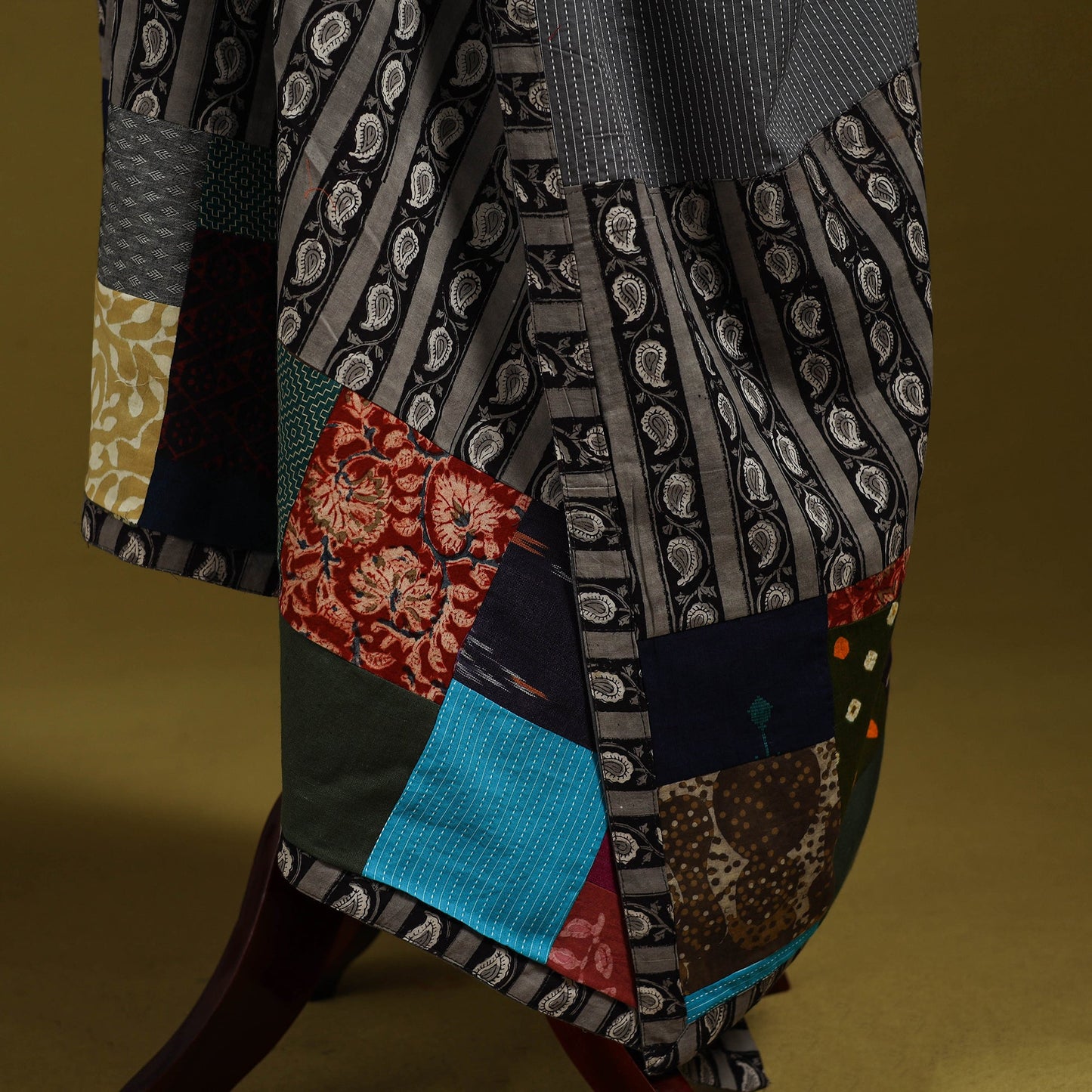 Running stitch with patchwork cotton dupatta 13