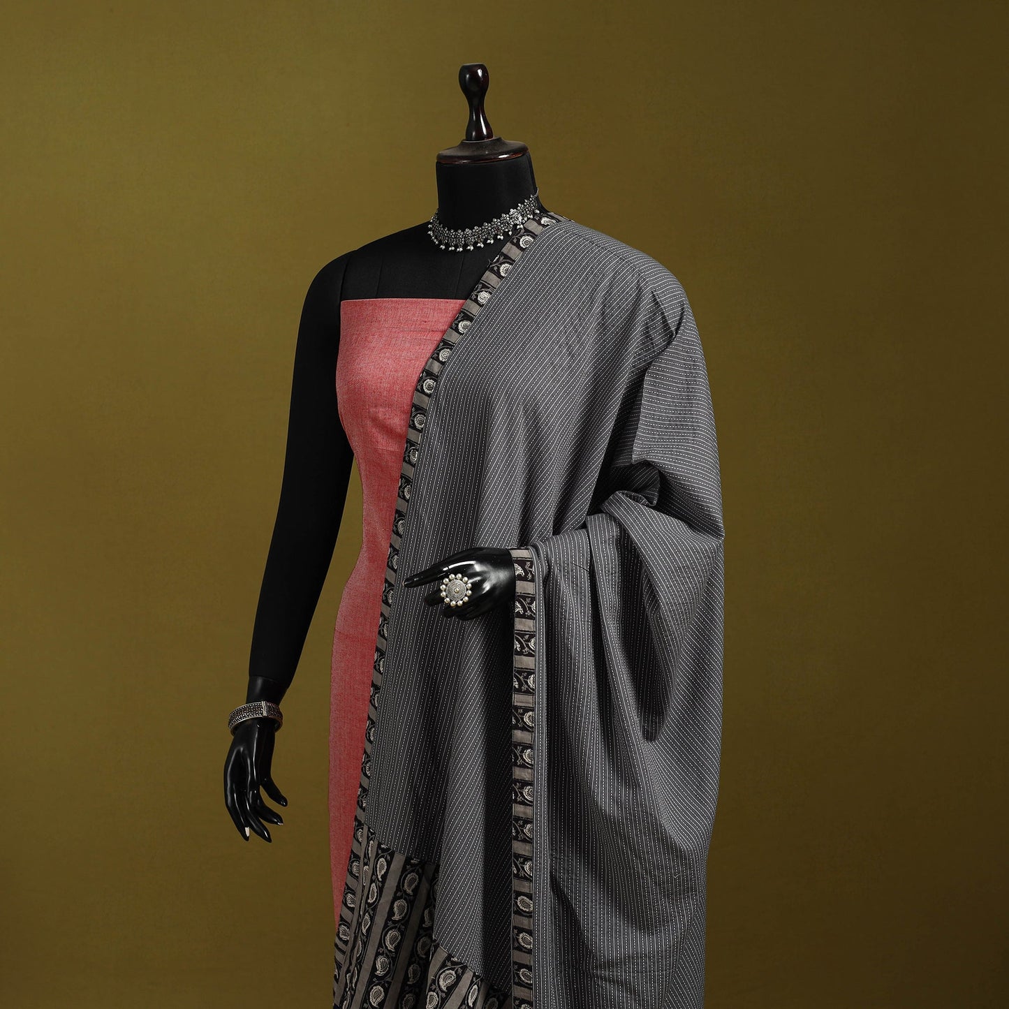 Running stitch with patchwork cotton dupatta 13