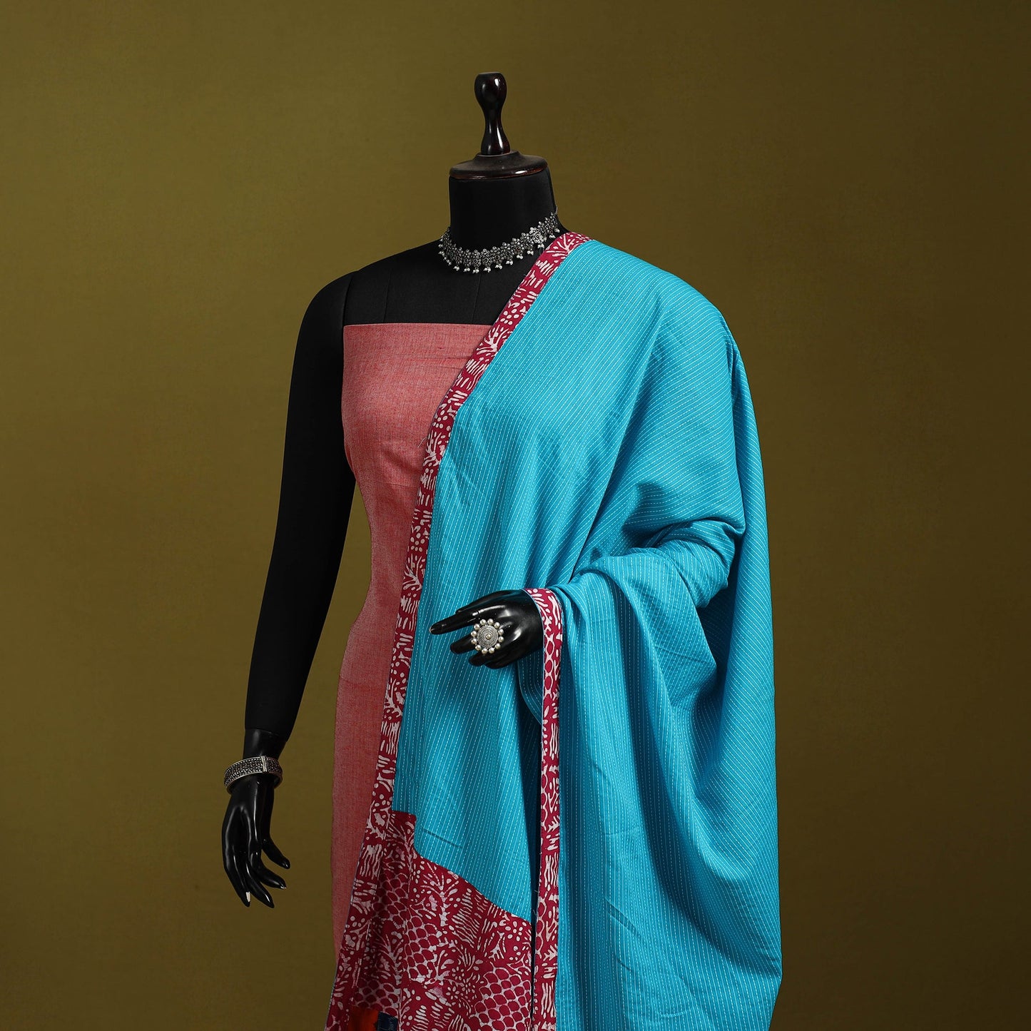 Running stitch with patchwork cotton dupatta 14