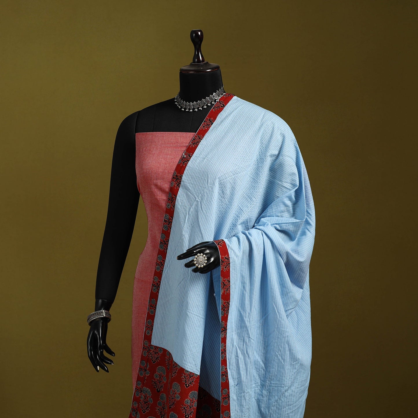 Running stitch with patchwork cotton dupatta 15