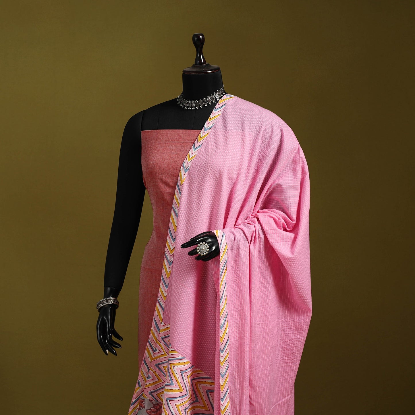 Running stitch with patchwork cotton dupatta 17