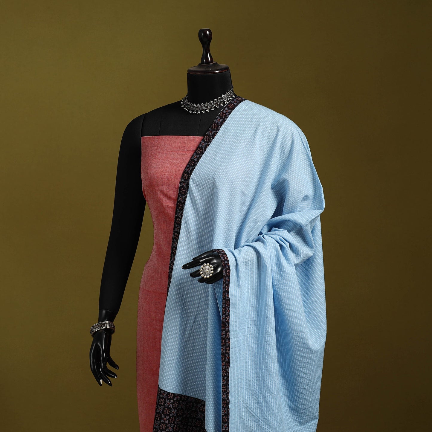 Running stitch with patchwork cotton dupatta 18