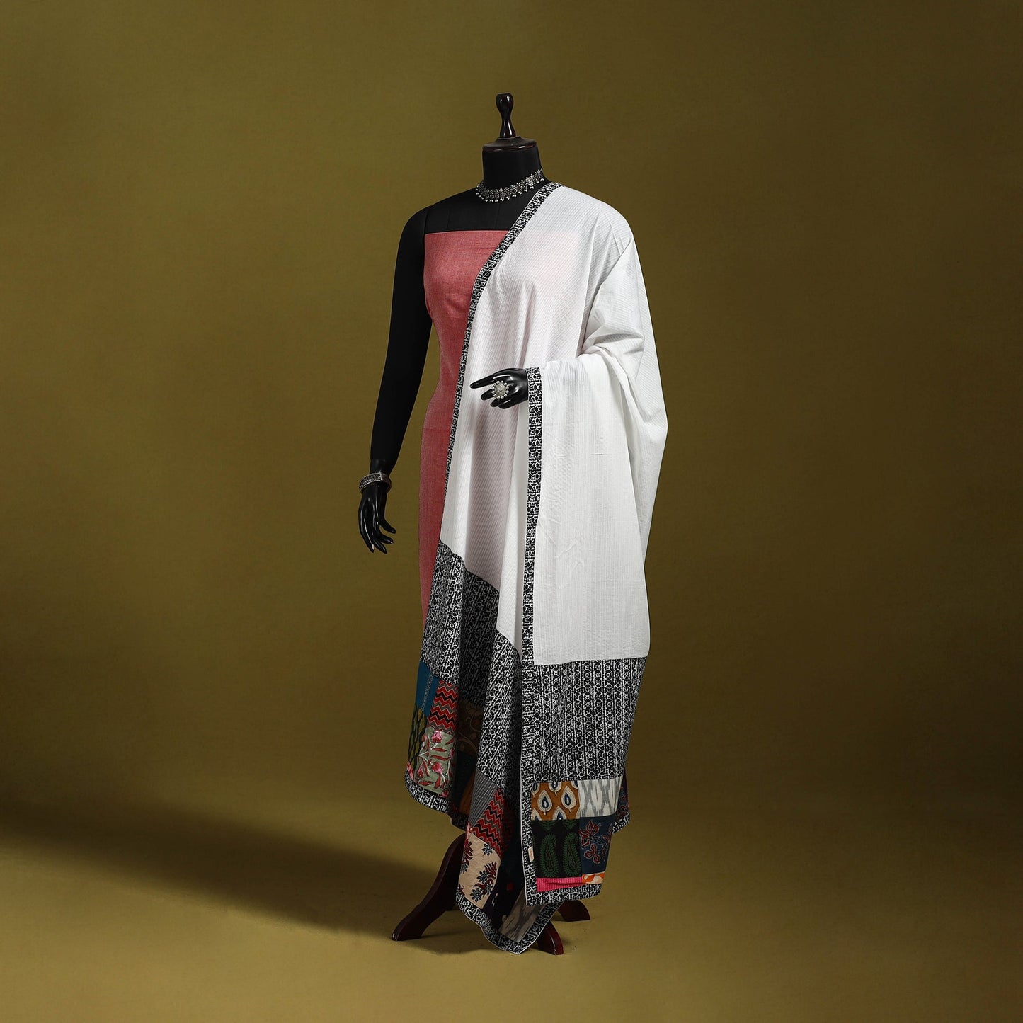 Running stitch with patchwork cotton dupatta 22