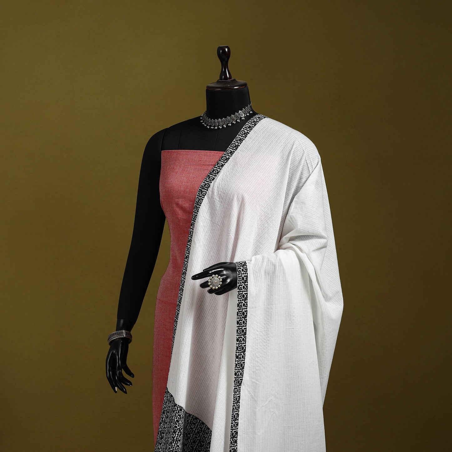 Running stitch with patchwork cotton dupatta 22