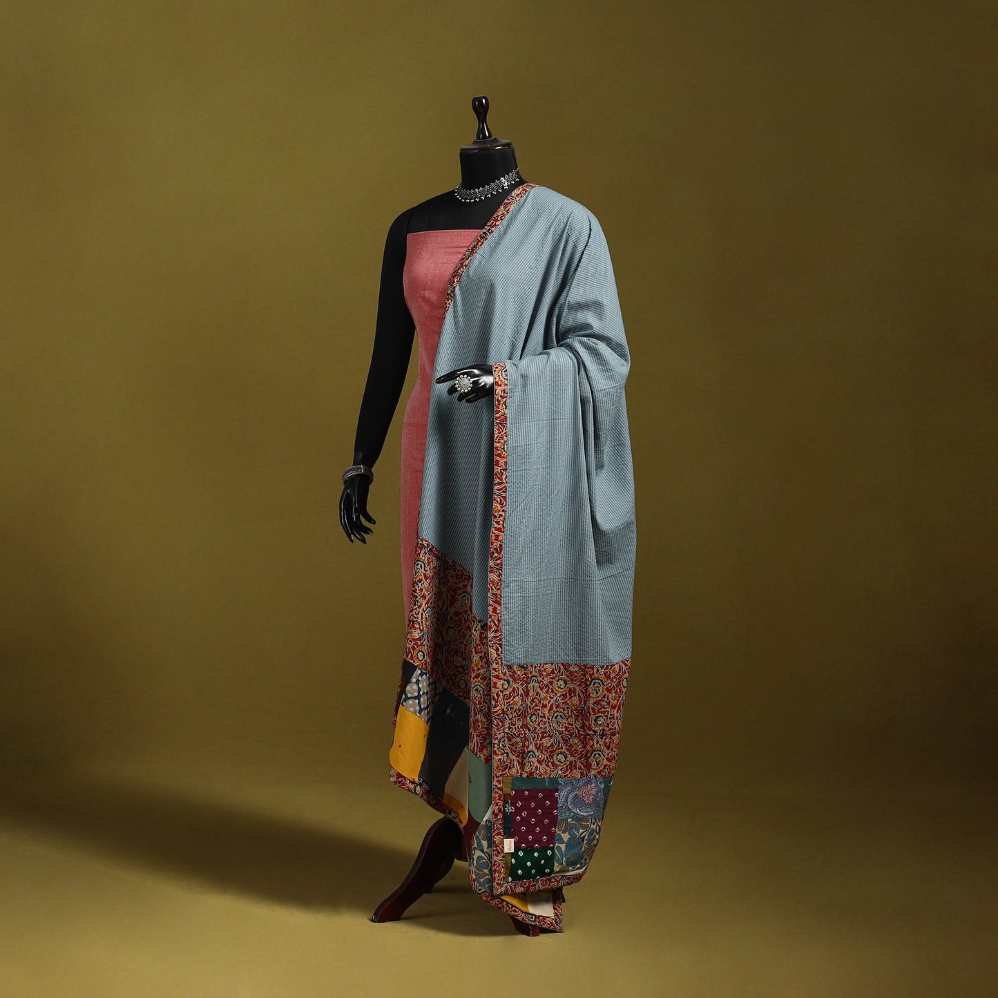 Running stitch with patchwork cotton dupatta 23