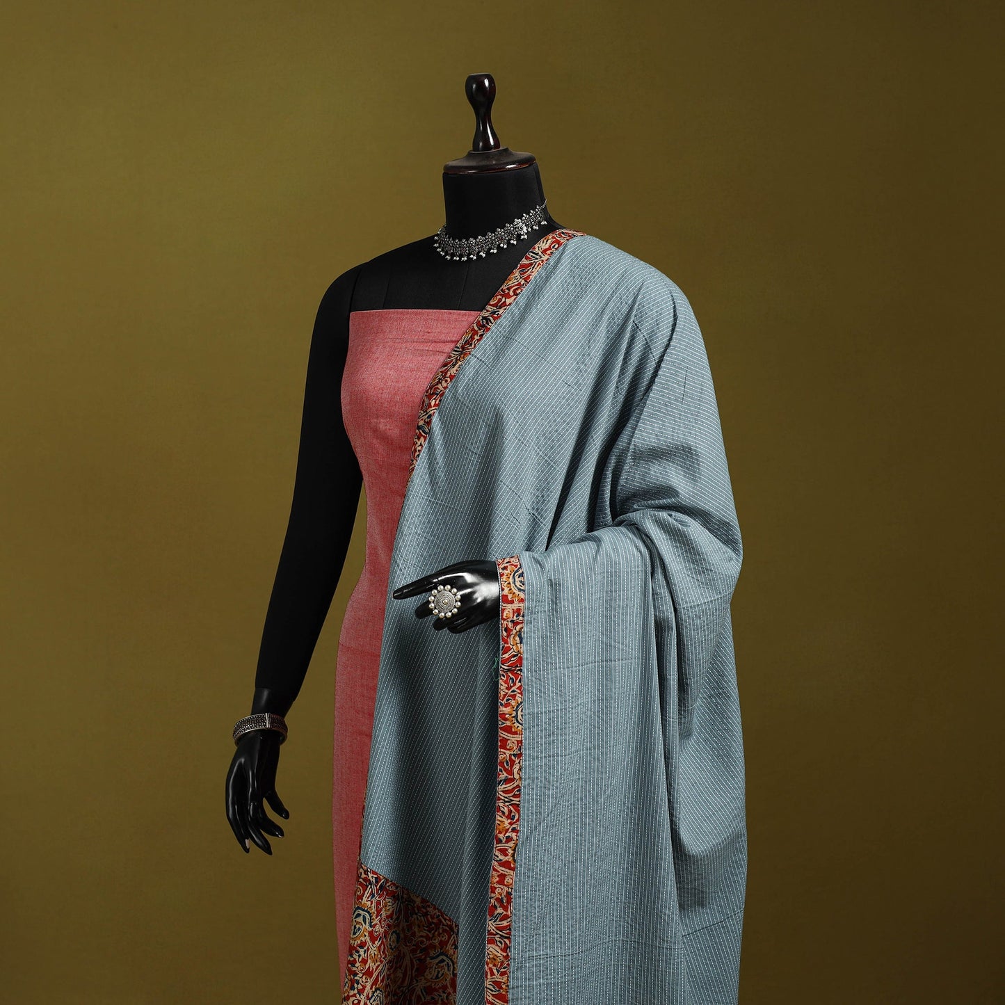 Running stitch with patchwork cotton dupatta 23