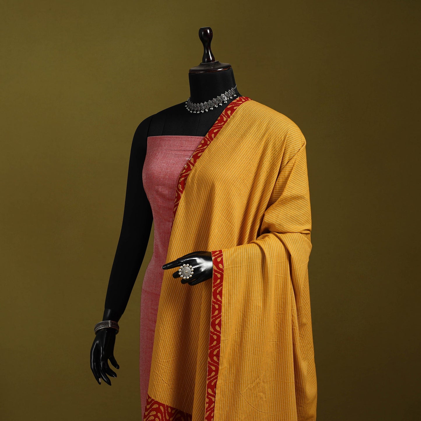 Running stitch with patchwork cotton dupatta 24