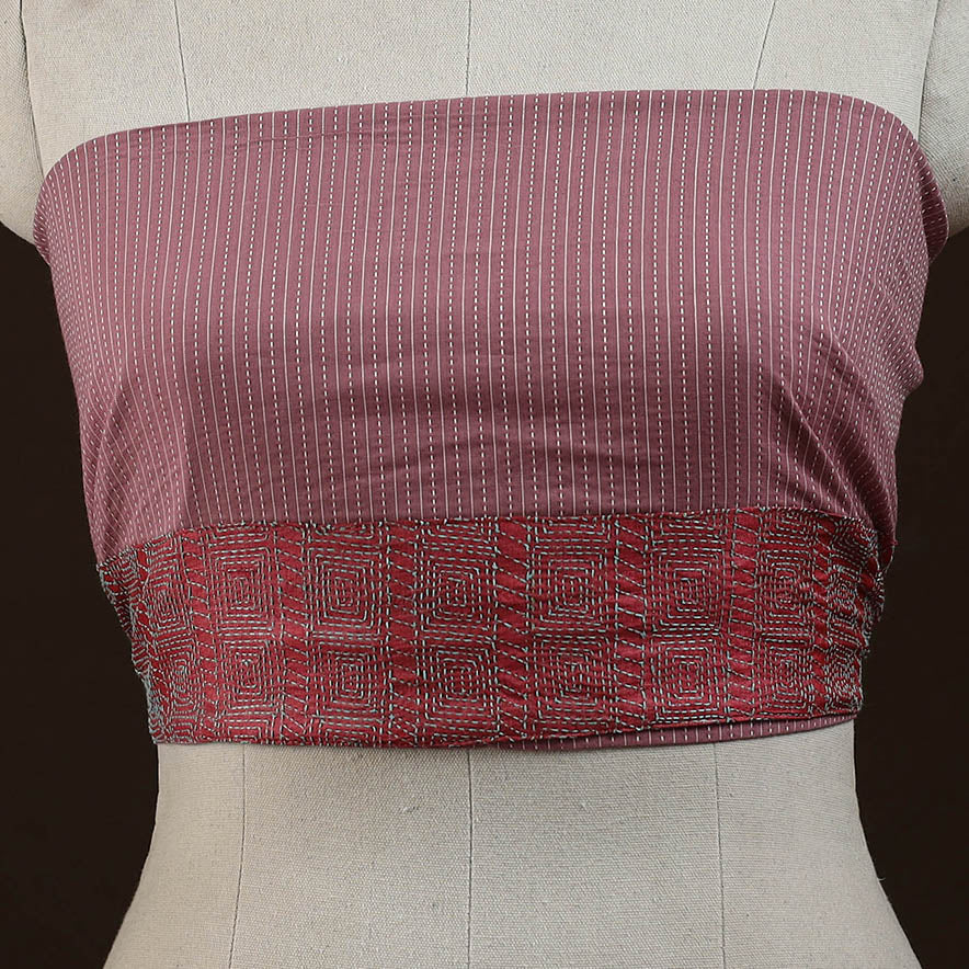 Running stitch plain cotton blouse piece 37 - handcrafted