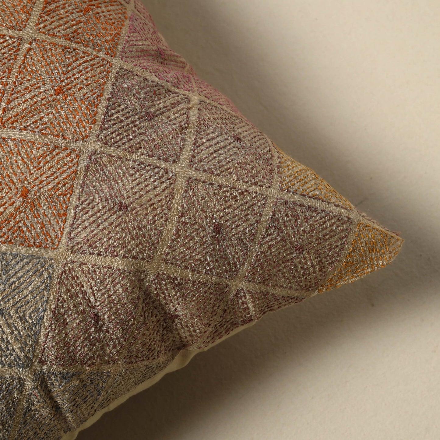 Running stitch plain cushion cover 19 - handcrafted