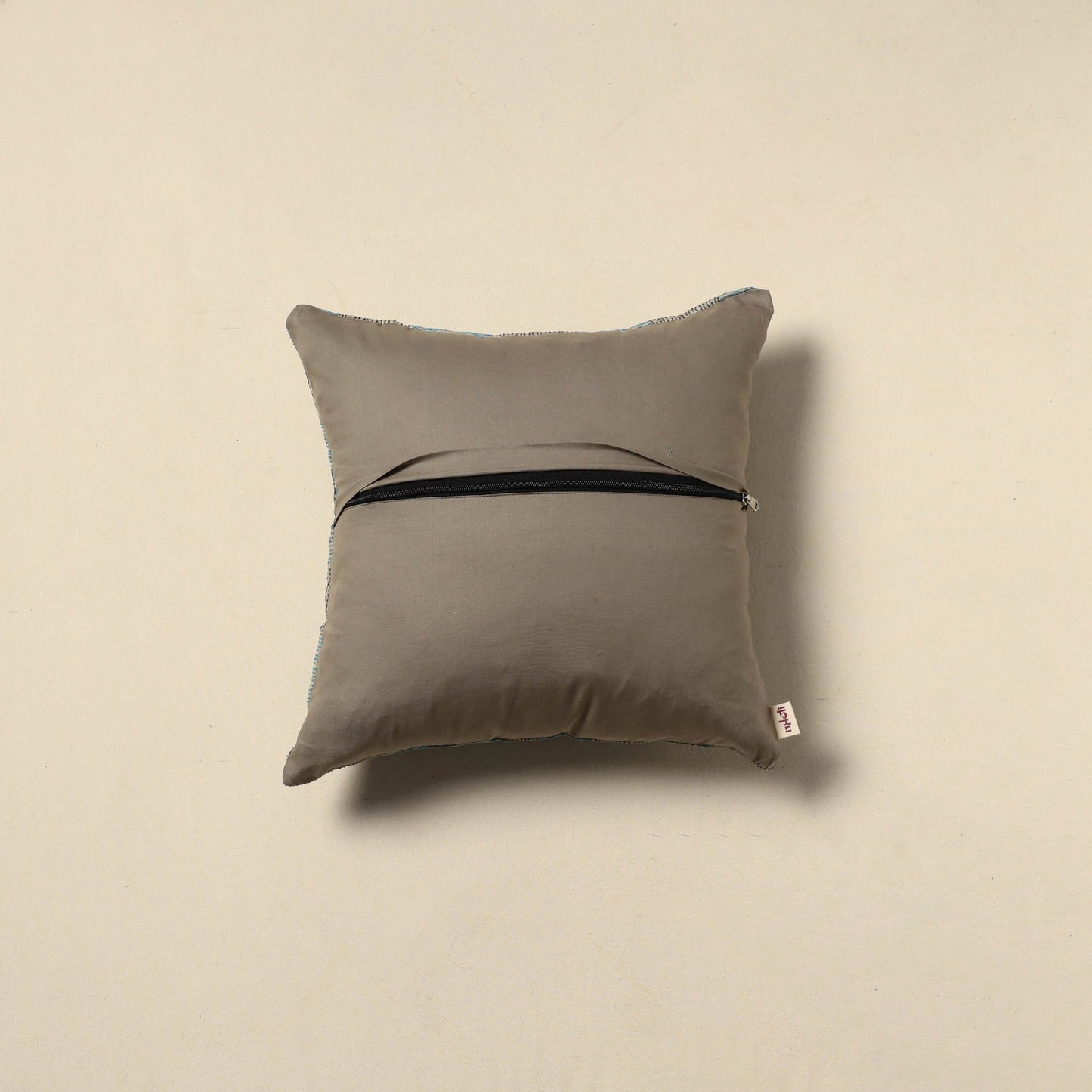 Running stitch plain cushion cover 20 - handcrafted