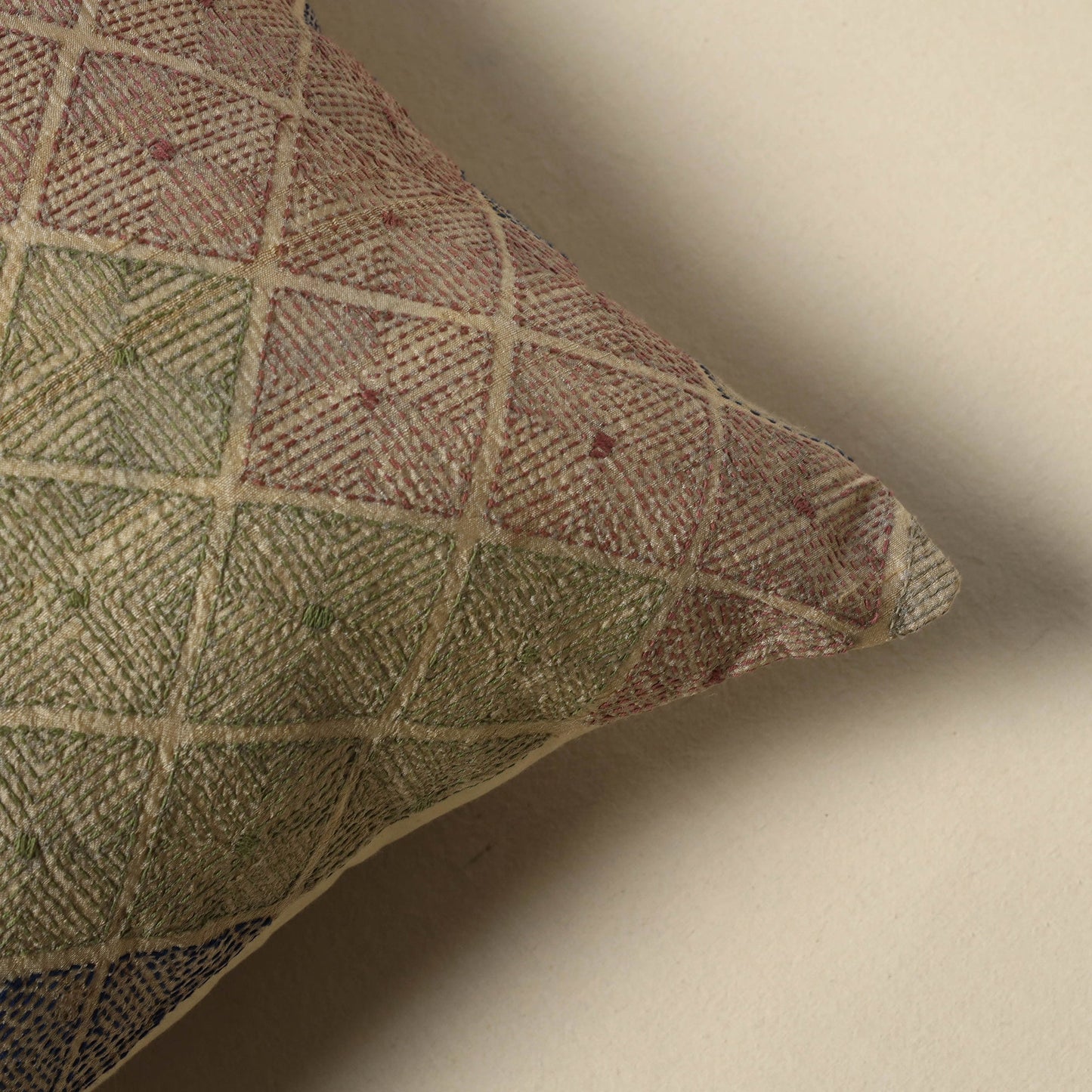 Running stitch plain cushion cover 22 - handcrafted