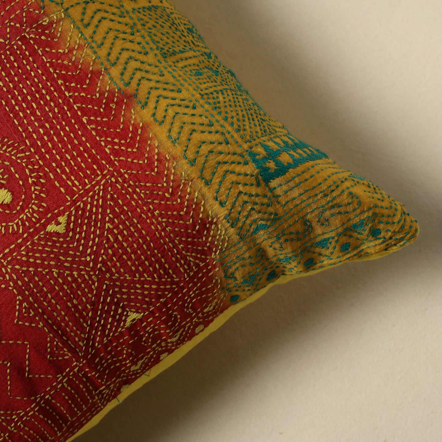 Running stitch plain cushion cover 24 - handcrafted