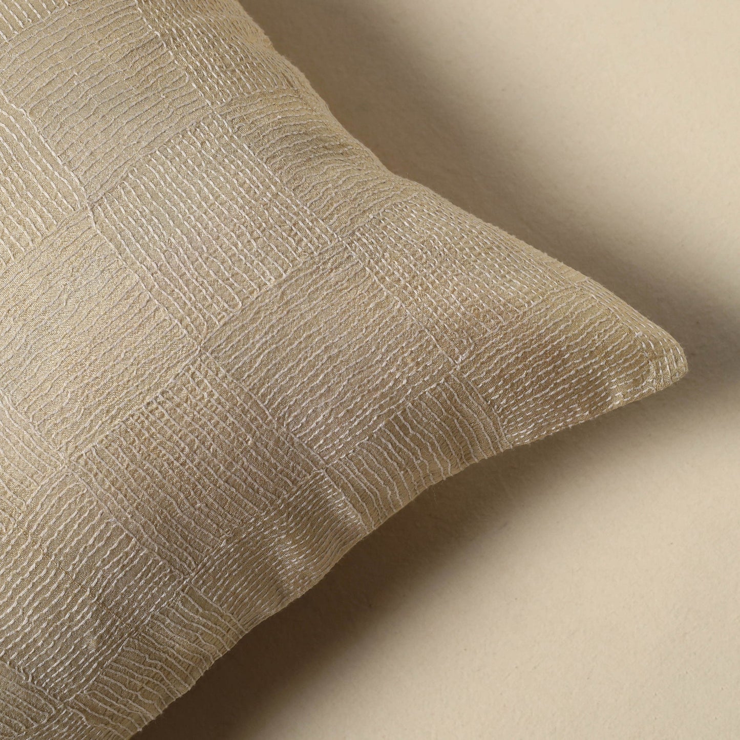 Running stitch plain cushion cover 25 - handcrafted
