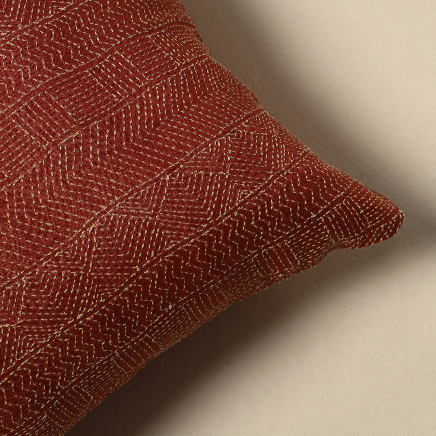 Running stitch plain cushion cover 26 - handcrafted