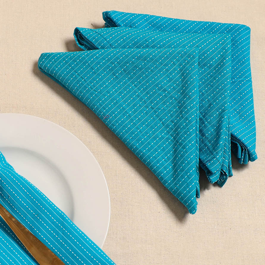 Running stitch table napkin (set of 4) 02 - handcrafted