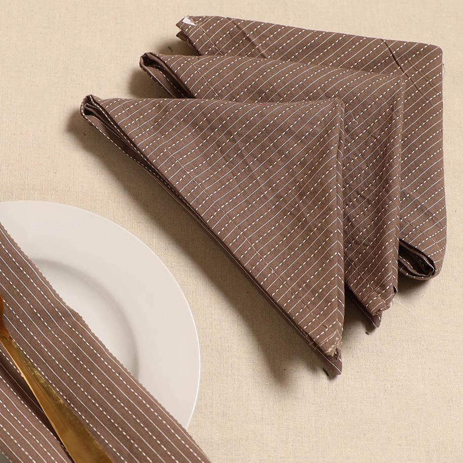 Running stitch table napkin (set of 4) 04 - handcrafted