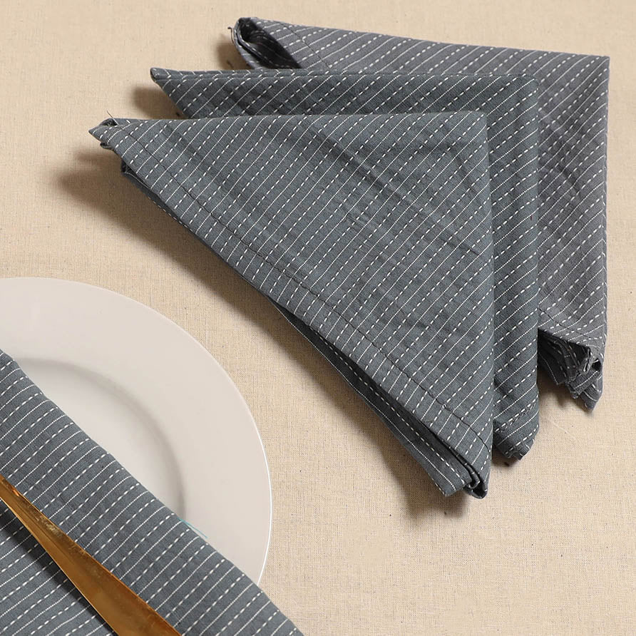 Running stitch table napkin (set of 4) 07 - handcrafted