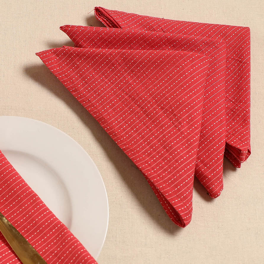 Running stitch table napkin (set of 4) 12 - handcrafted