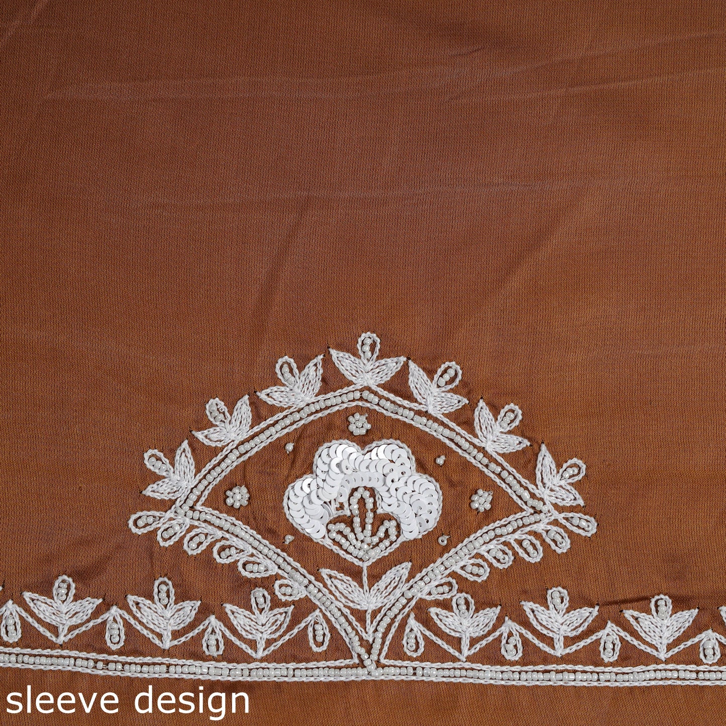  Russet Brown Hand Embroidery Modal Silk Kurta Material