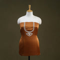  Russet Brown Hand Embroidery Modal Silk Kurta Material