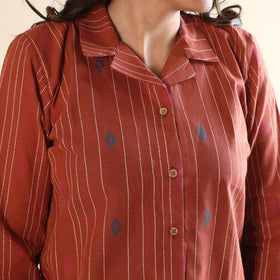 Rust orange jacquard cotton top & pyjama night suit set