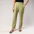 Sage green - cotton tapered casual pant for women