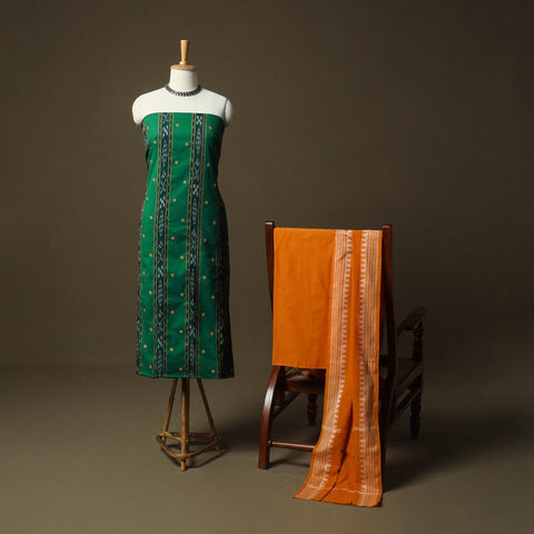 Sambalpuri ikat handloom embroidered cotton 3pc unstitched