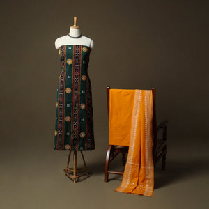 Sambalpuri ikat handloom embroidered cotton 3pc unstitched