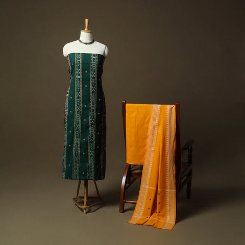 Sambalpuri ikat handloom embroidered cotton 3pc unstitched