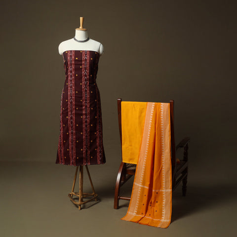 Sambalpuri ikat handloom embroidered cotton 3pc unstitched