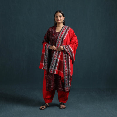 Sambalpuri ikat pure cotton suit set with dupatta for women