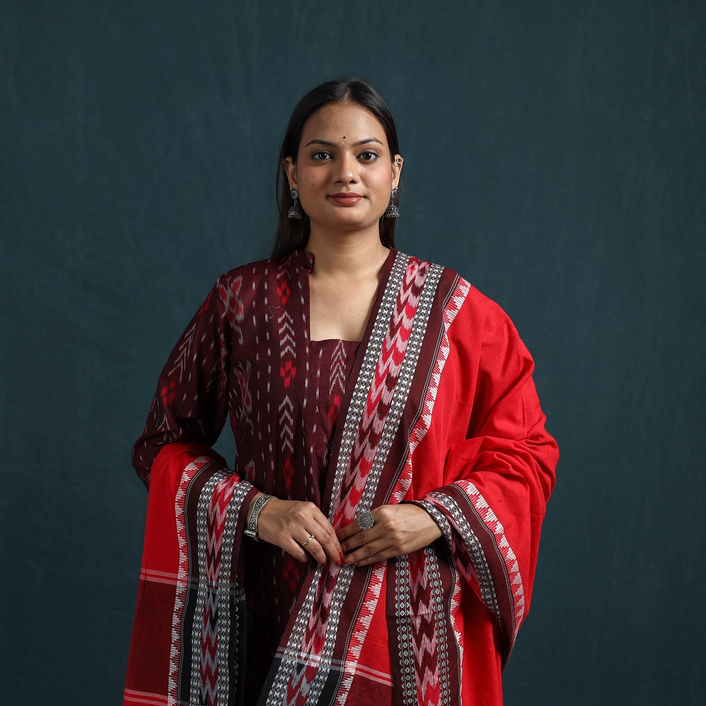 Sambalpuri ikat pure cotton suit set with dupatta for women