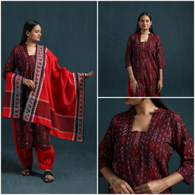 Sambalpuri ikat pure cotton suit set with dupatta for women