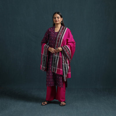 Sambalpuri ikat pure cotton suit set with dupatta for women