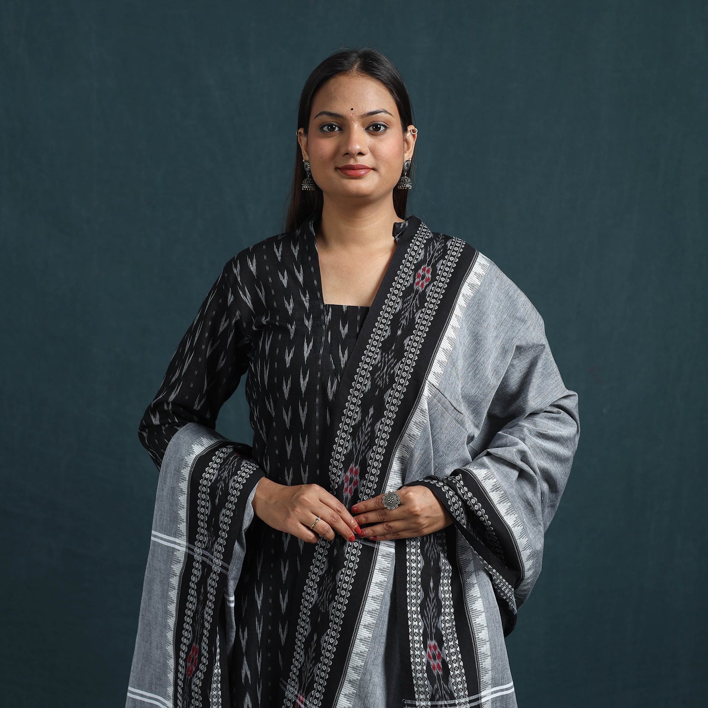 Sambalpuri ikat pure cotton suit set with dupatta for women