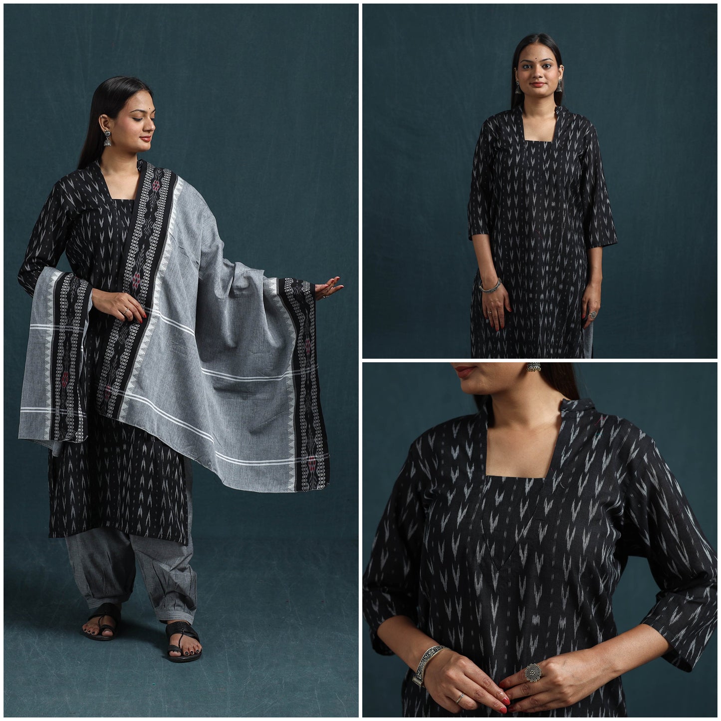 Sambalpuri ikat pure cotton suit set with dupatta for women