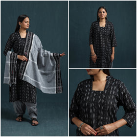 Sambalpuri ikat pure cotton suit set with dupatta for women