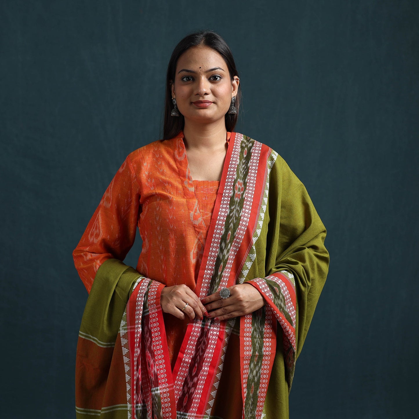 Sambalpuri ikat pure cotton suit set with dupatta for women