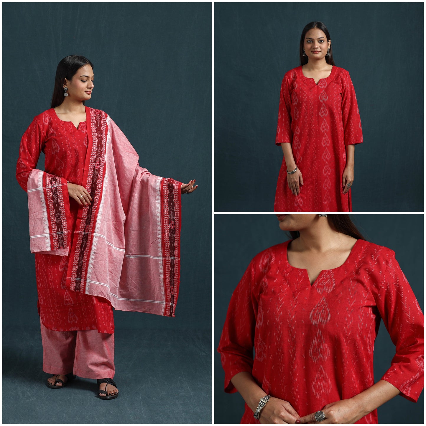 Sambalpuri ikat pure cotton suit set with dupatta for women