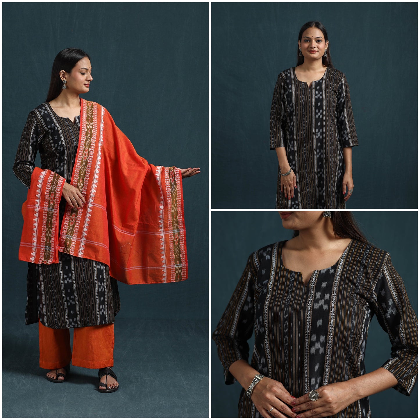 Sambalpuri ikat pure cotton suit set with dupatta for women