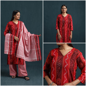 Sambalpuri ikat pure cotton suit set with dupatta for women