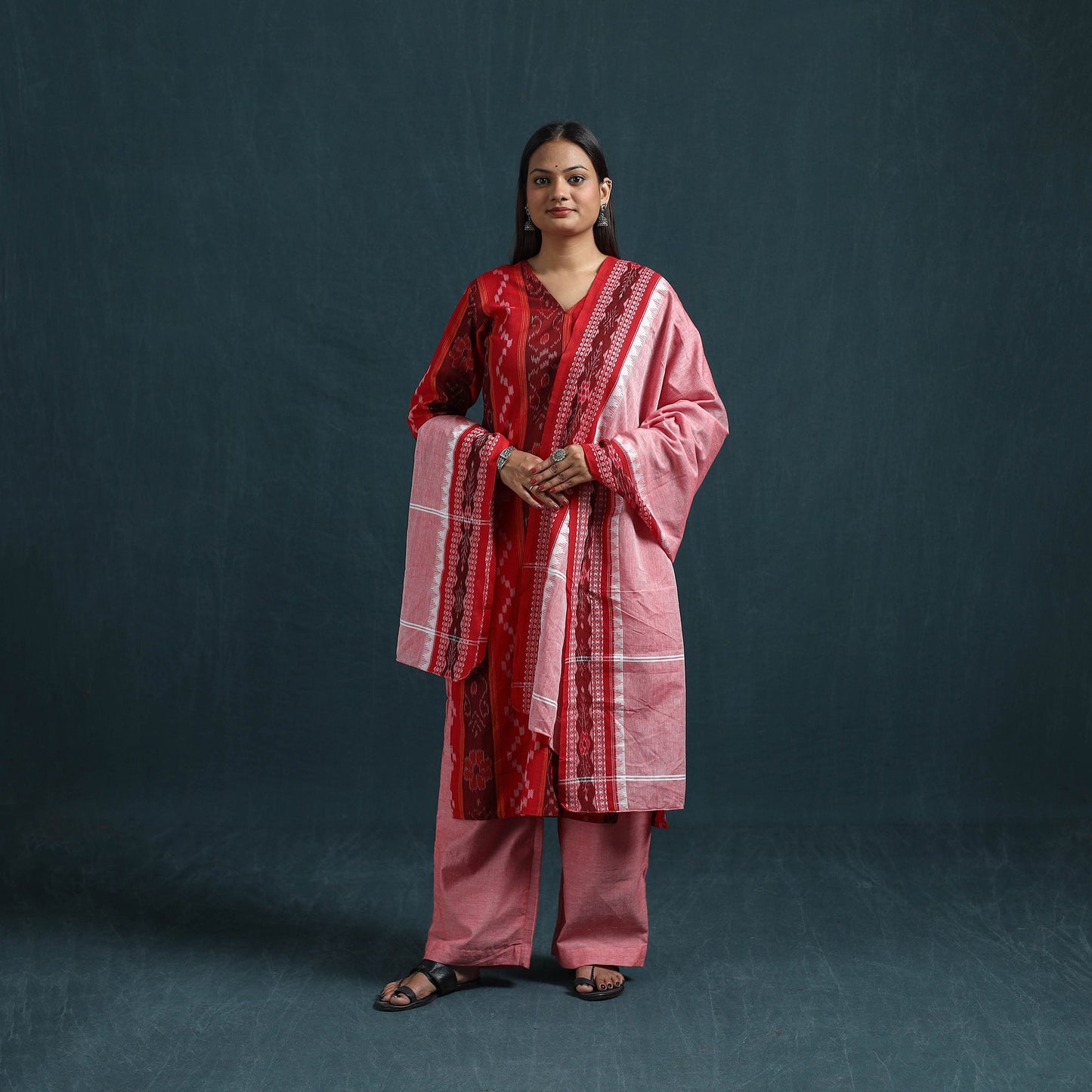 Sambalpuri ikat pure cotton suit set with dupatta for women