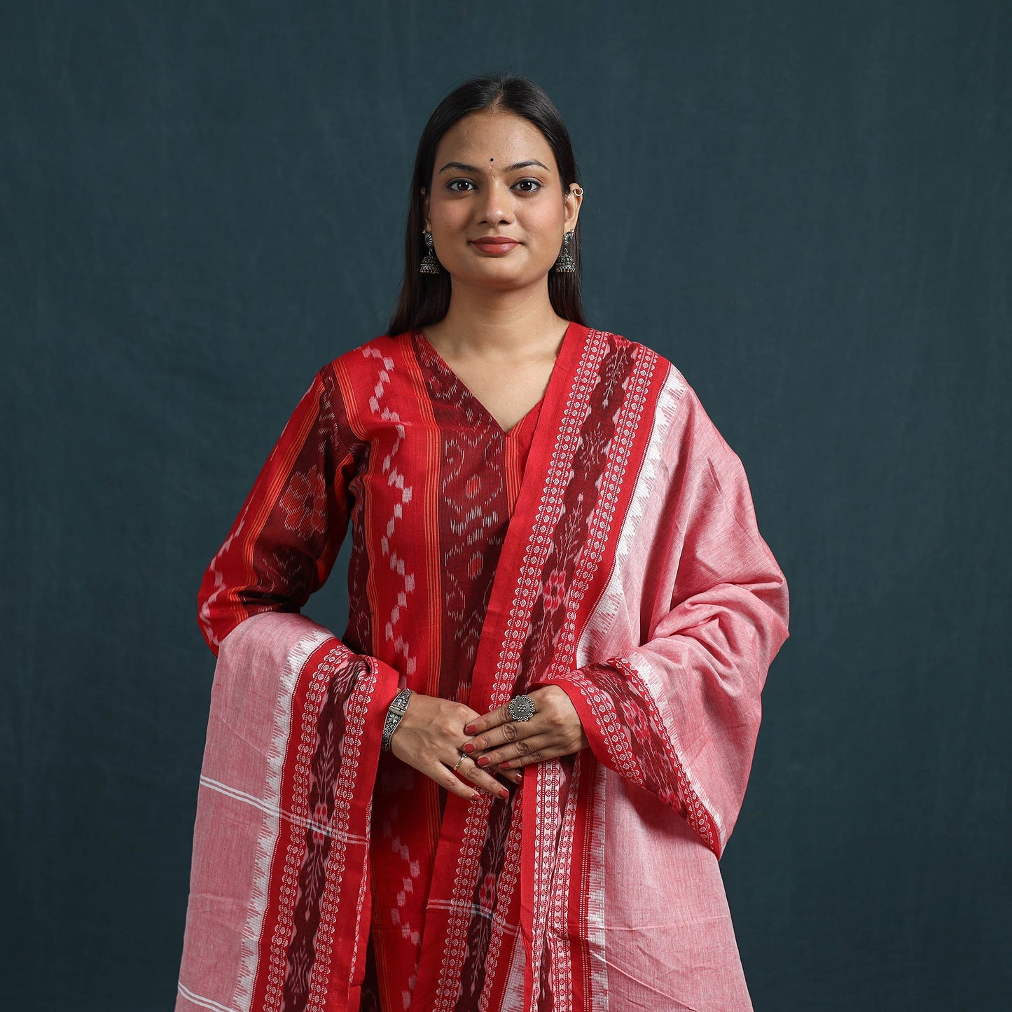 Sambalpuri ikat pure cotton suit set with dupatta for women